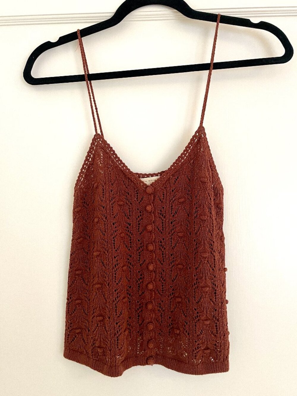 Sézane Francisco Knit Tank Top Size XS Brick Orange Organic Cotton - Picture 2 of 4